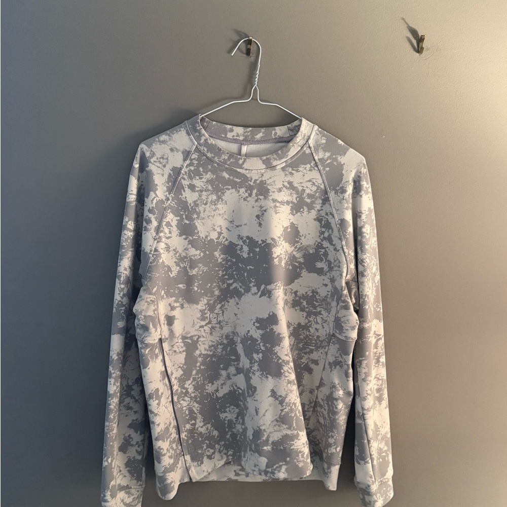 lululemon athletica Light Gray and White Patterned Crew Sweatshirt
